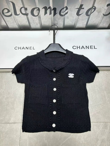 25 Summer new style lapel age-reducing knitted short sleeves