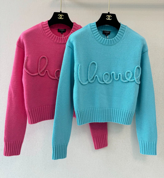 3D letter knitted sweater