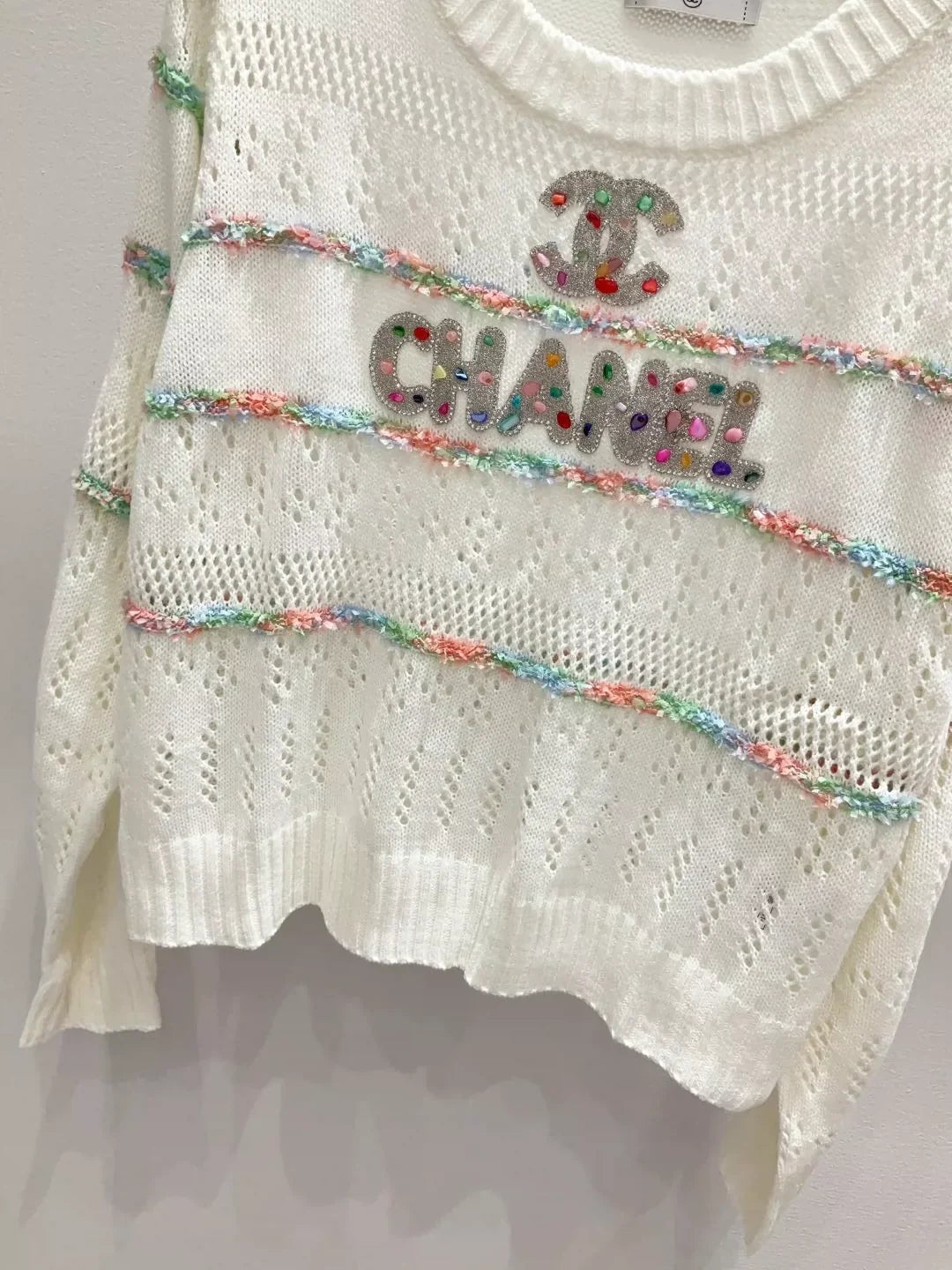 25fw Hollow out rhinestone sweater