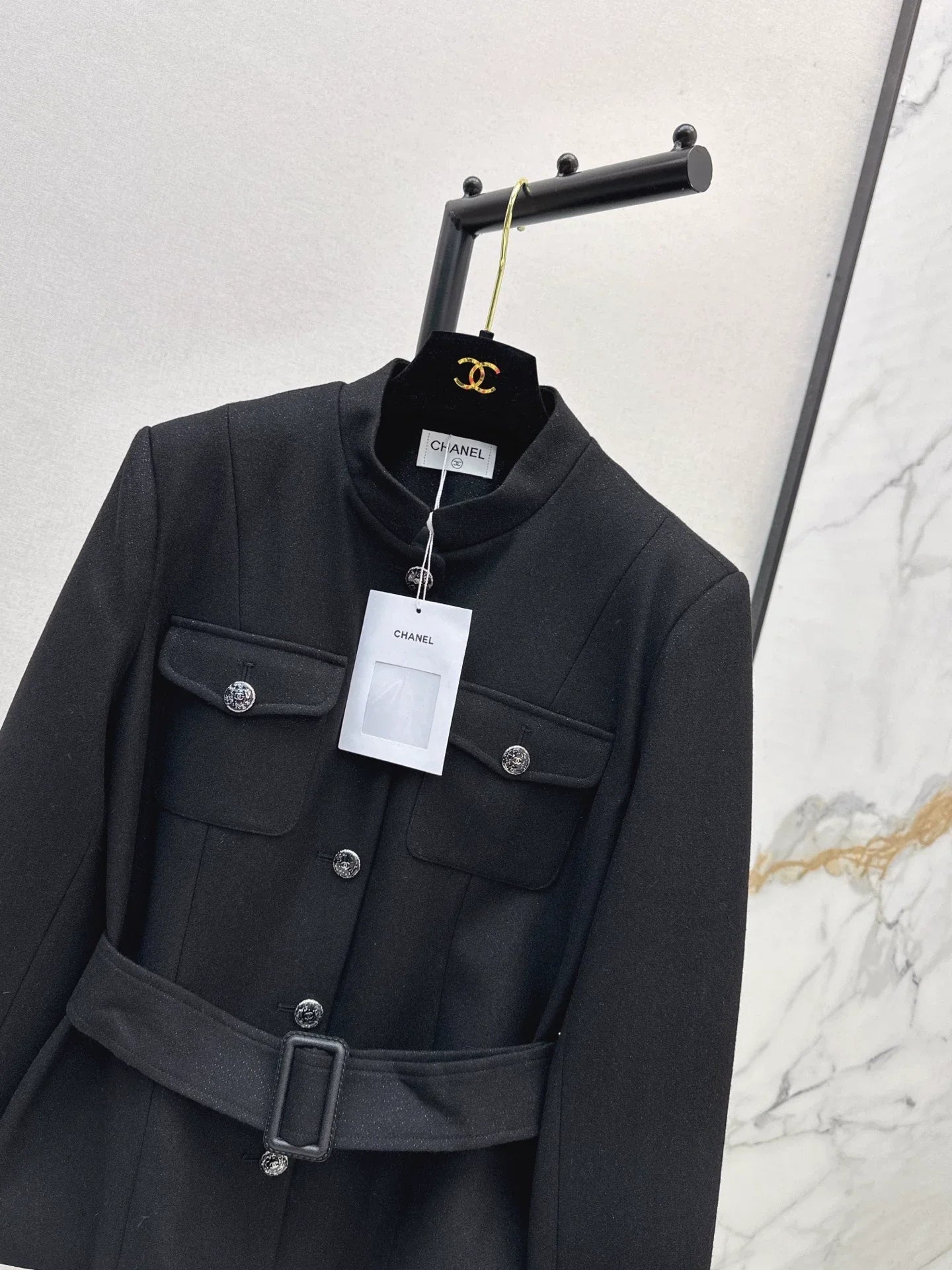 25fw Black woolen coat