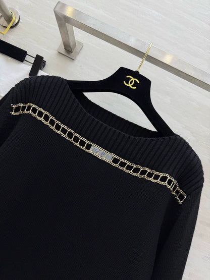 Cashmere chain suspender sweater