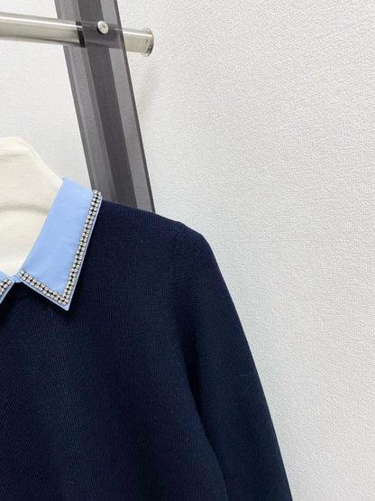 Two tone spliced knit sweater