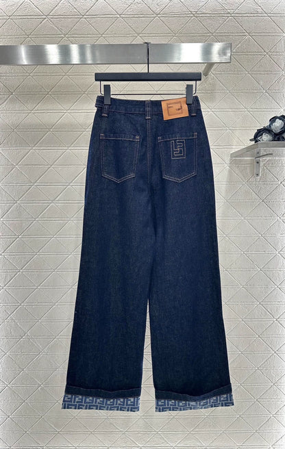 25fw Belt denim straight leg pants