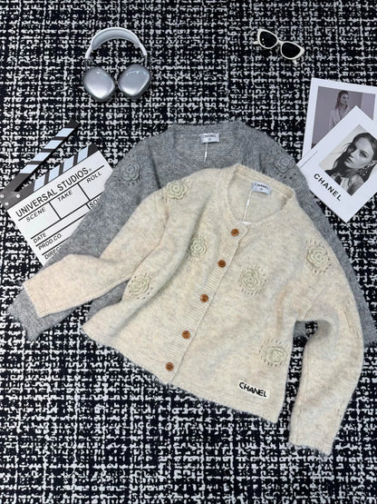 Camellia knitted sweater cardigan (vintage series)