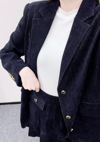 25fw Cowboy jacket pleated skirt set