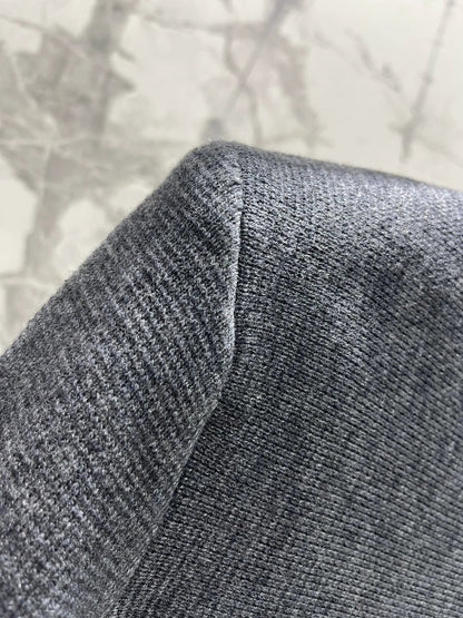 25fw Hook flower contrasting lapel long sleeved knitted dress