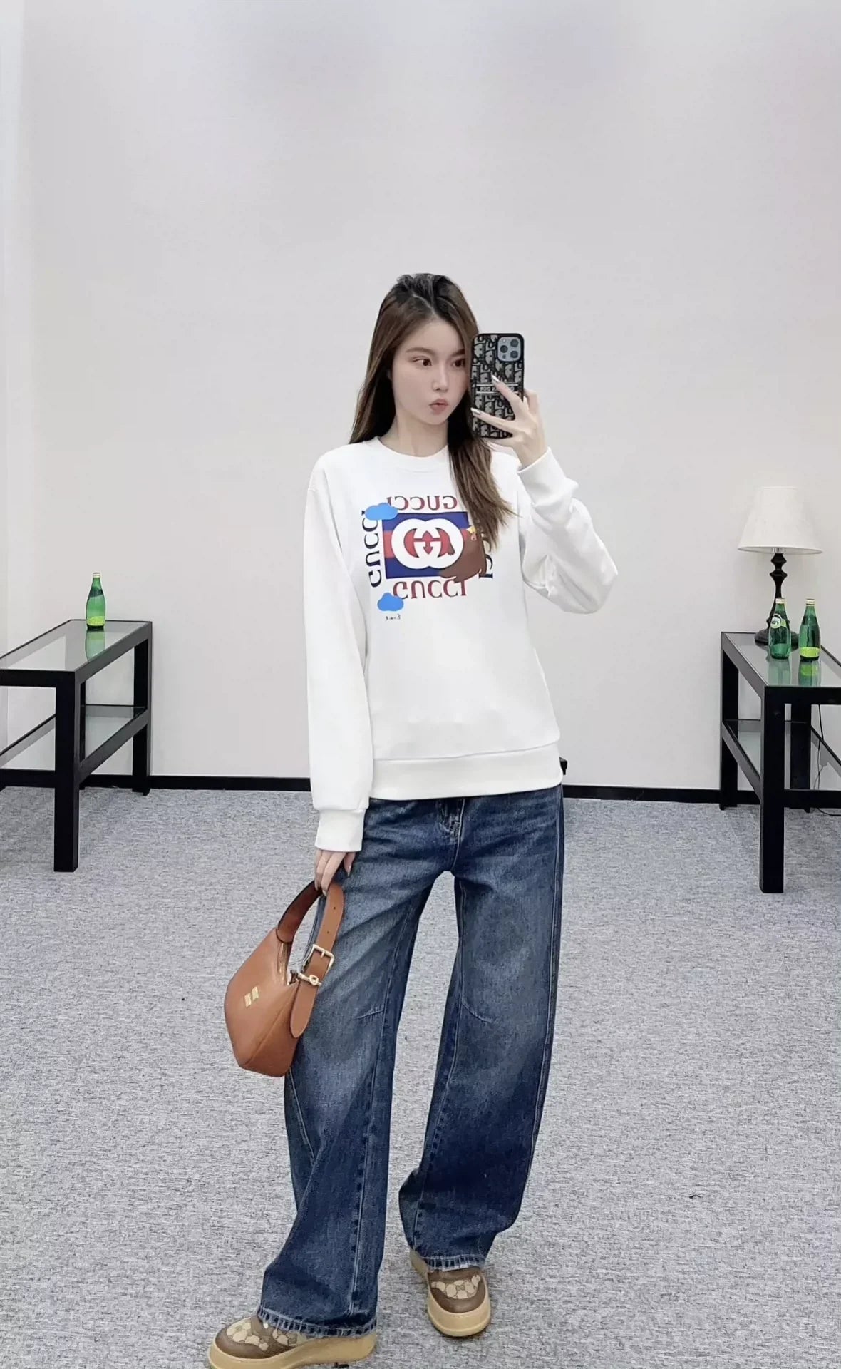 25fw Round neck letter contrasting hoodie