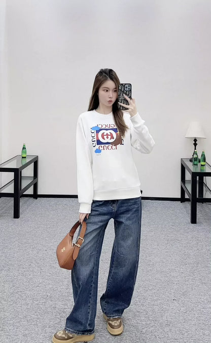 25fw Round neck letter contrasting hoodie