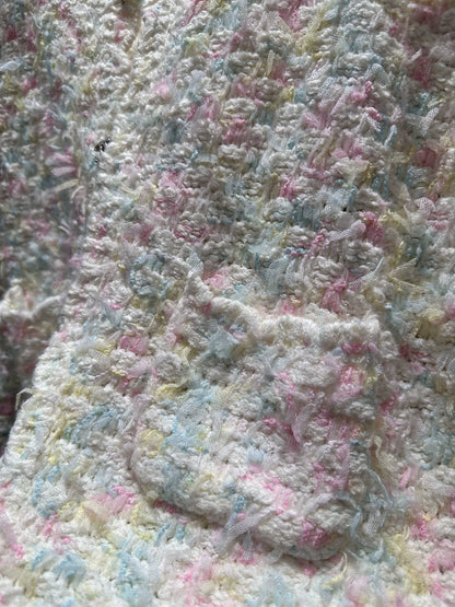 Rainbow fringe woven cardigan