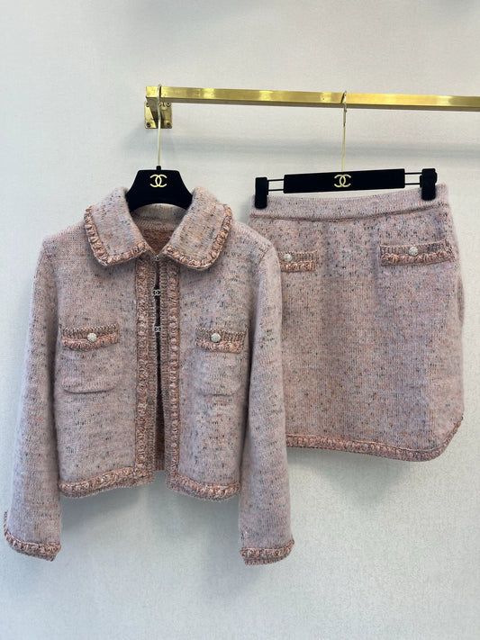 25fw Collar long sleeved knitted cardigan）