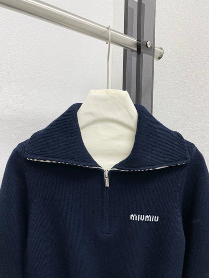 25fw Half zip lapel knit sweater