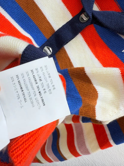 25fw Striped knitted cardigan