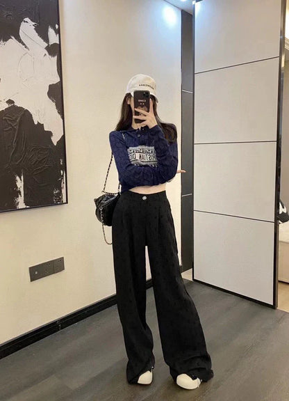 C 25 Classic Flocked Letter Wide Leg Pants