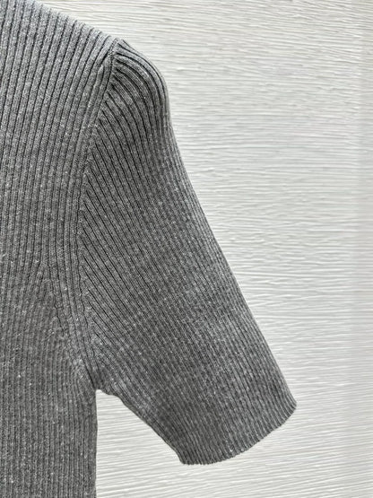 25 Early Spring New Round Neck Colorblock Letter Knitted Short Sleeve