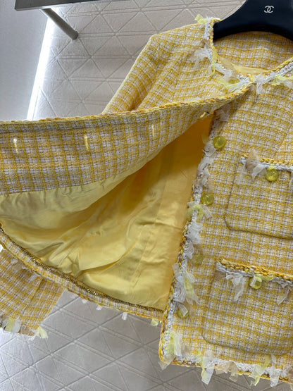 25fw Cotton wrapped edge camellia jacket