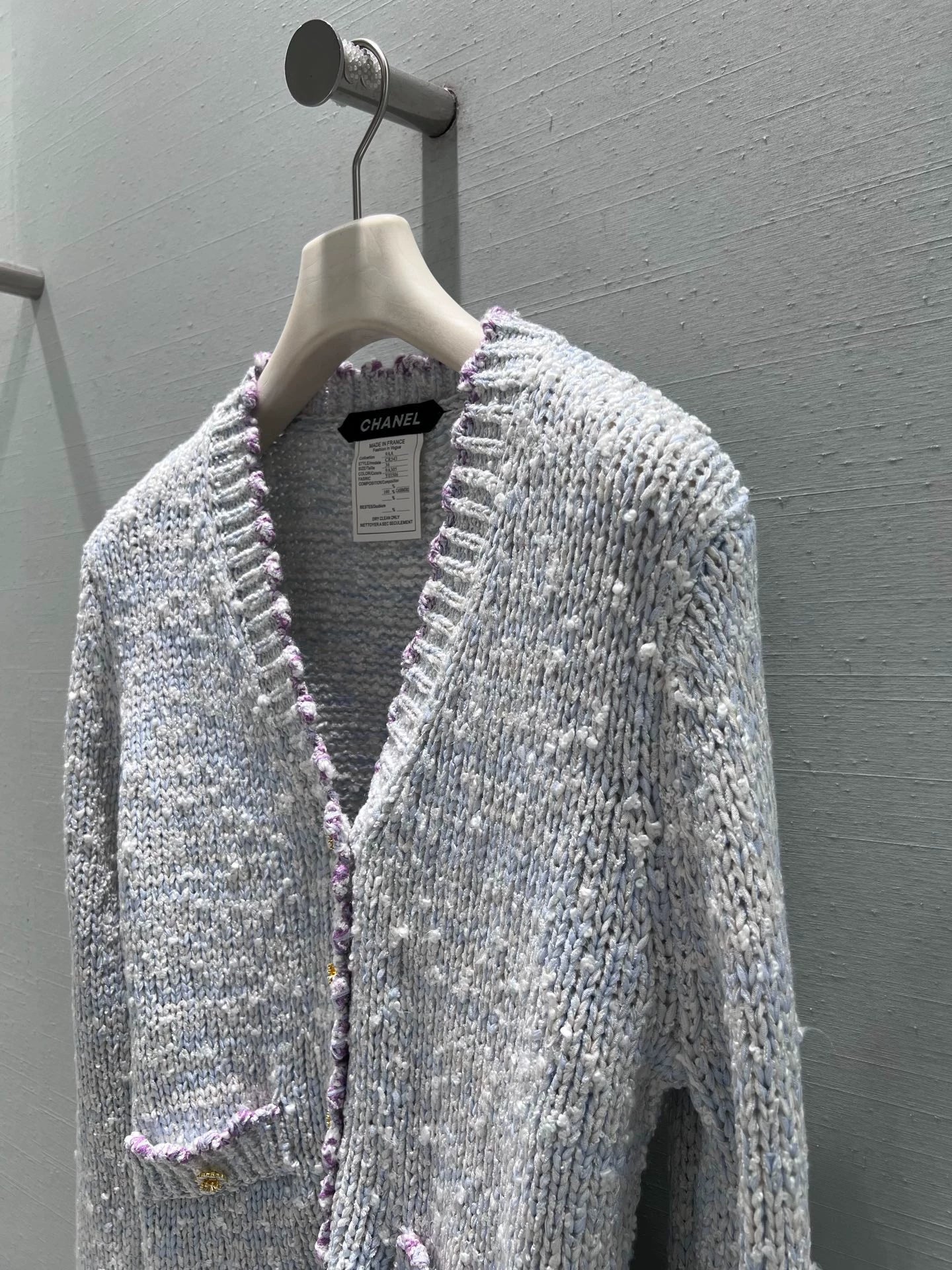 Peter Pan collar wool knit cardigan