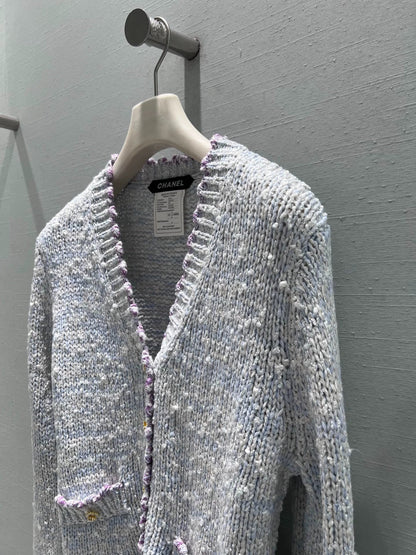 Peter Pan collar wool knit cardigan