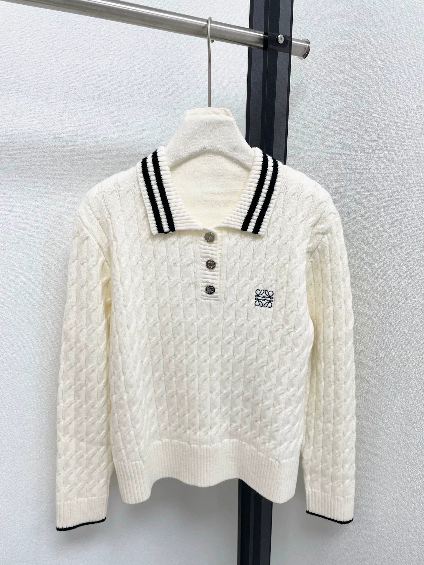 25fw Flower knitted polo shirt