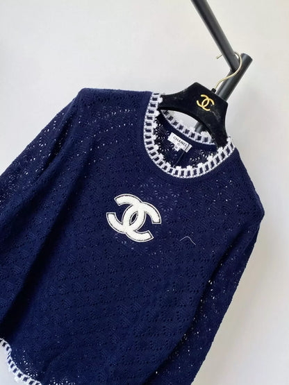 25fw Hollow knit long sleeved top