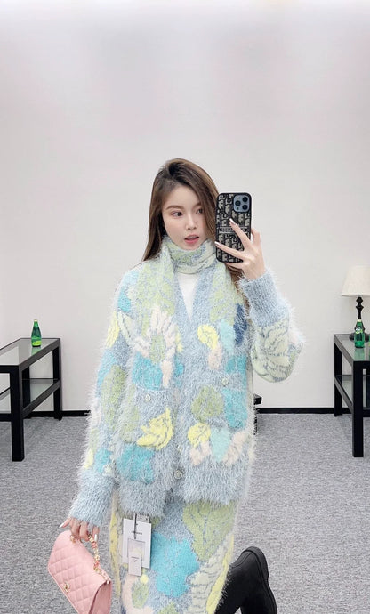 25fw Mohair knitted scarf