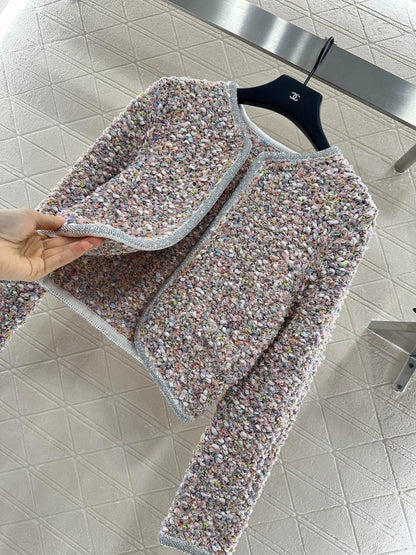 25 Knitted tweed cardigan and skirt set