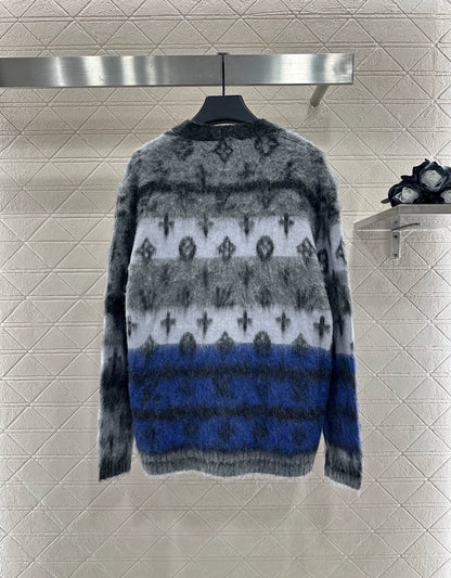 25fw Jacquard contrasting mohair cardigan