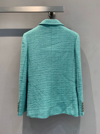 25fw Turquoise green tweed waist cinching jacket（Medieval Series）