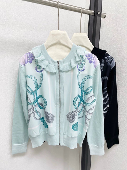 Rope jacquard cardigan