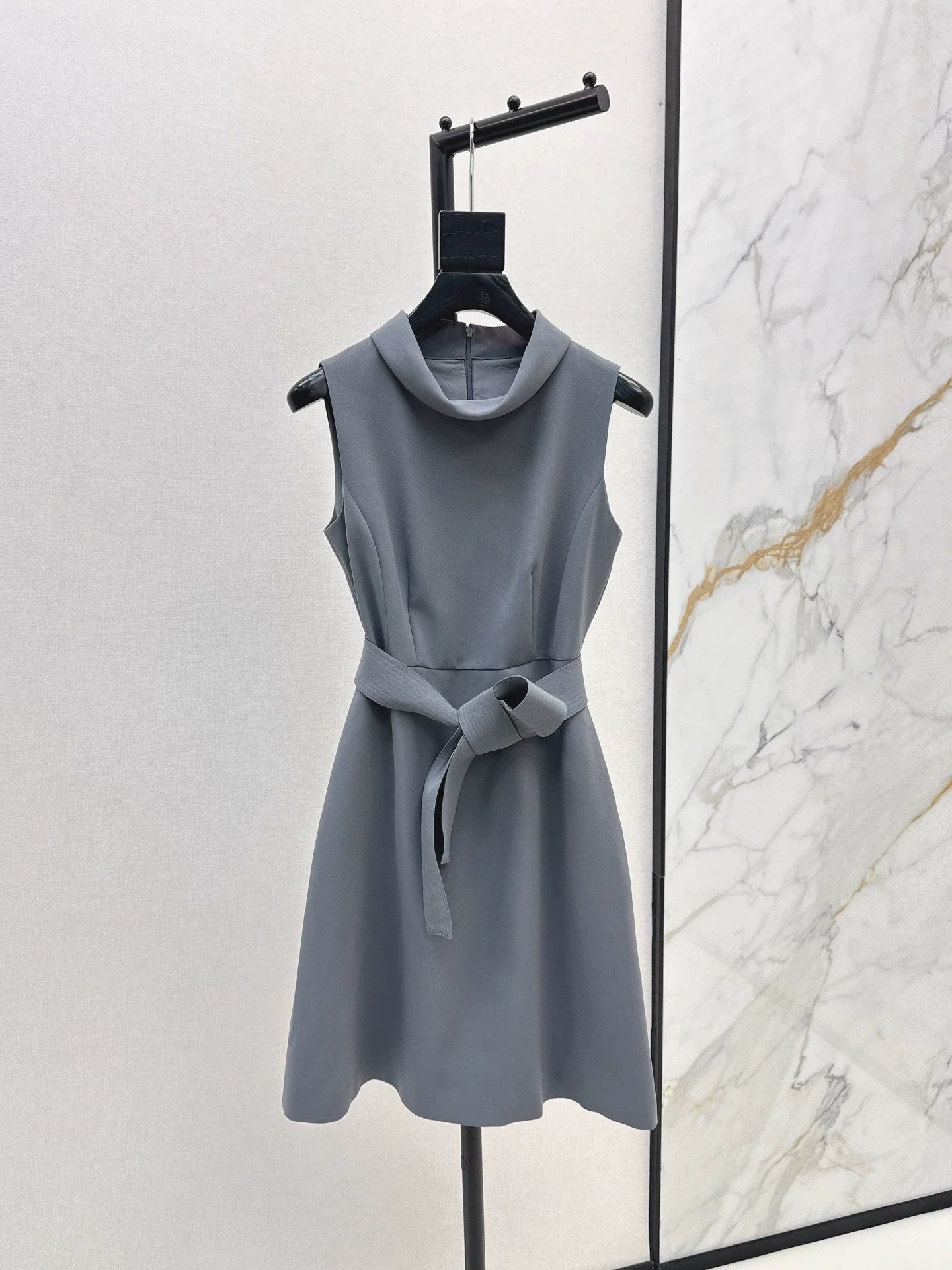 25fw Stand up collar belt dress
