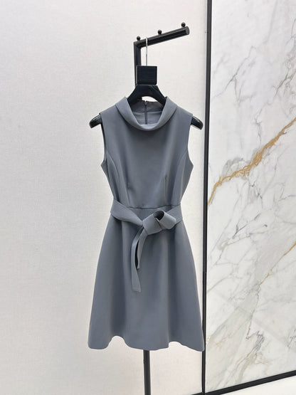 25fw Stand up collar belt dress