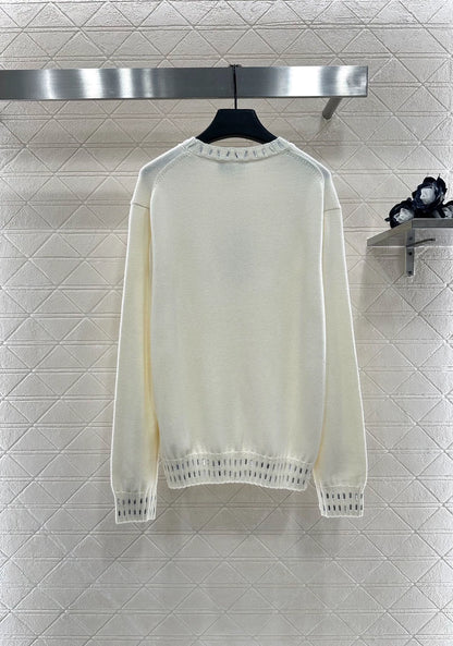 25fw Rhinestone edging knitted sweater