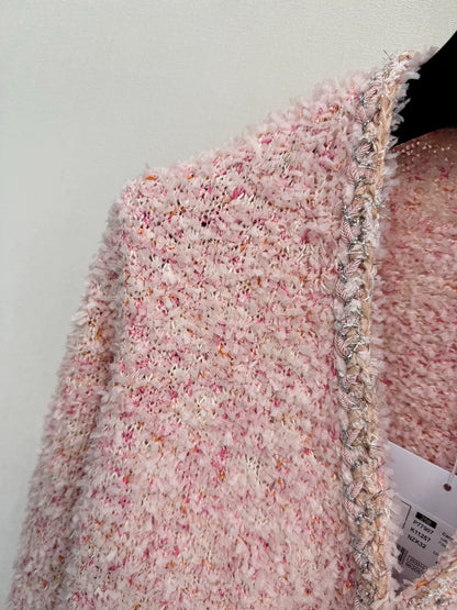 Pink coarse woolen coat