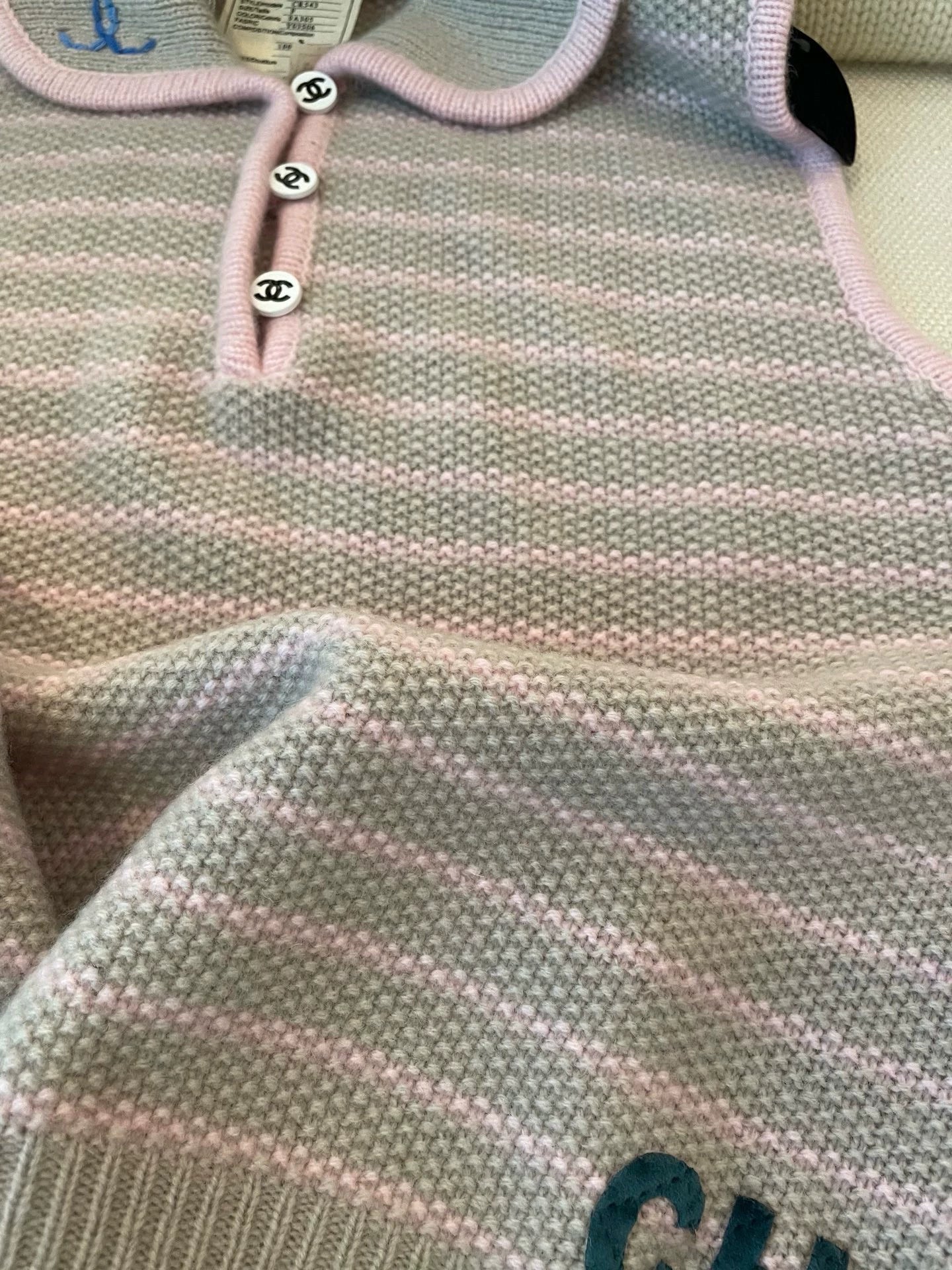 25fw Collar striped sleeveless vest (vintage series)