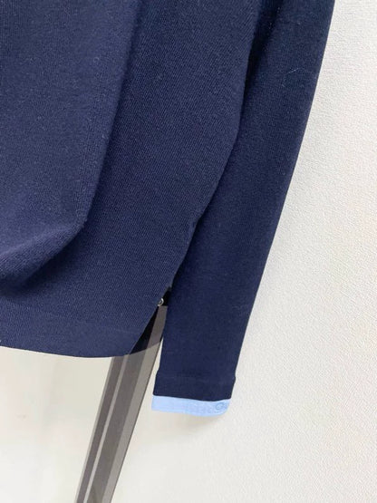 Two tone spliced knit sweater