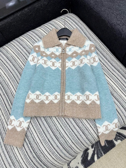 Double Diamond C Zipper Collar Jacket