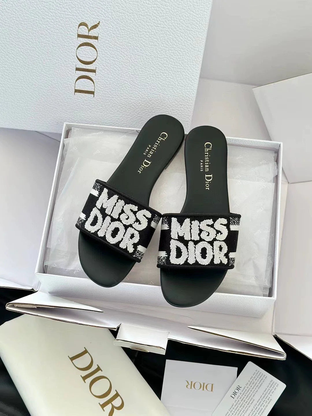 Embroidered letter slippers