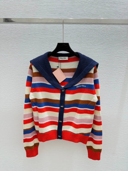 25fw Striped knitted cardigan