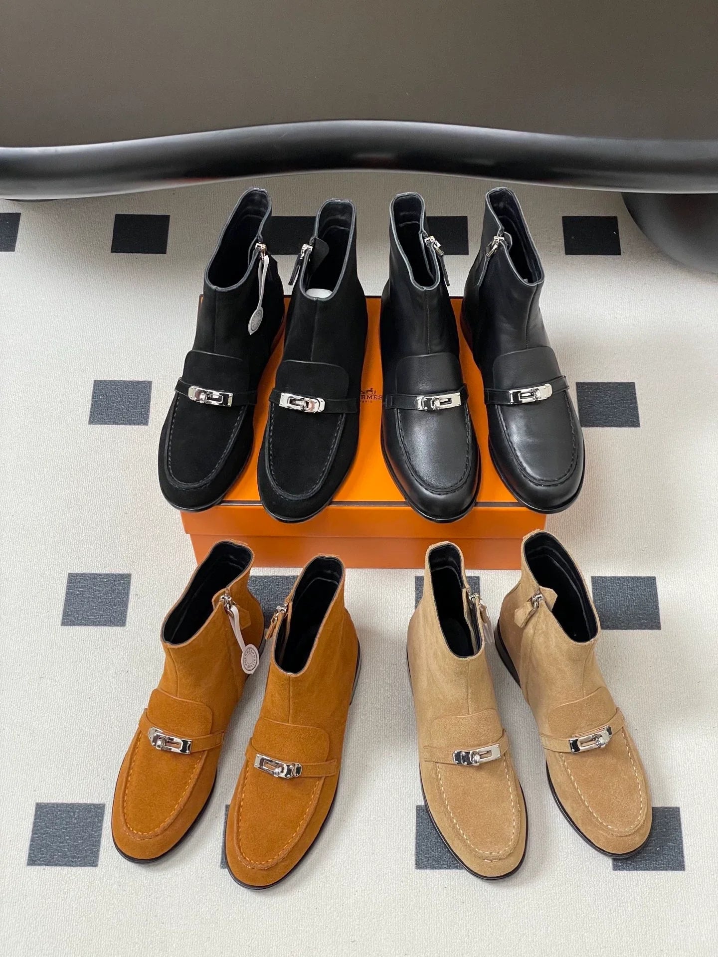 25Fw flat bottomed side zipper short boots