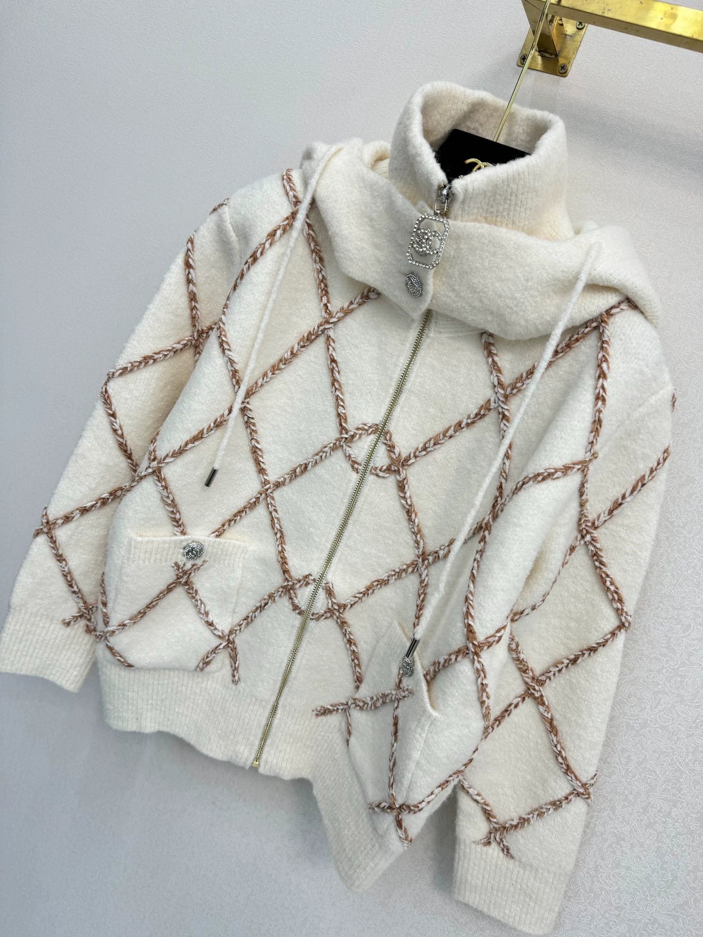 Lingge hooded cardigan