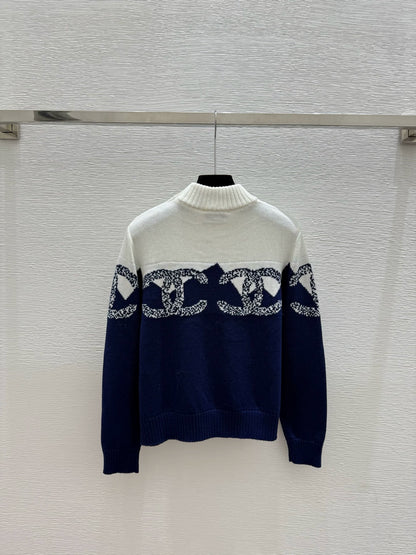 Color blocked knitted pullover sweater