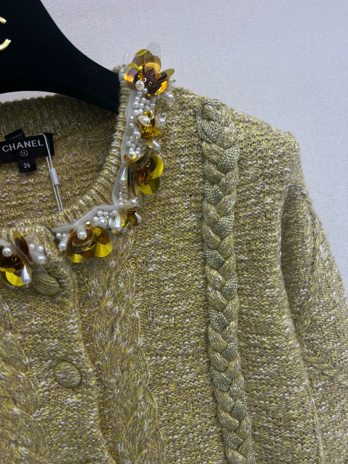 Nail bead flower decorative edge twisted flower knitted jacket