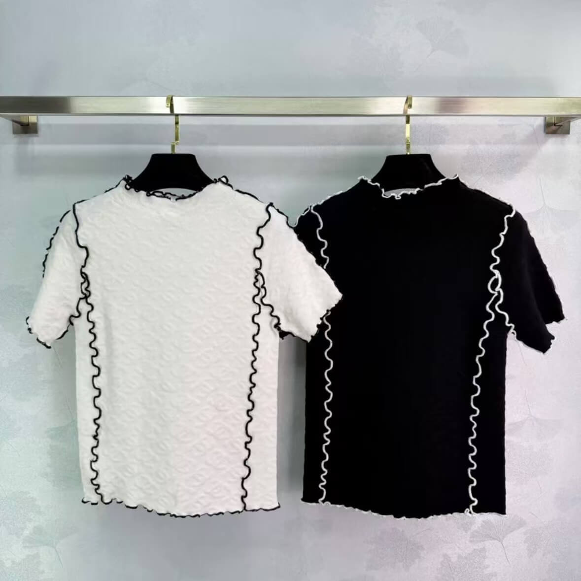 Lace-Trimmed All-Over Embossed Knit Top