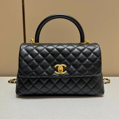 LARGE FLAP BAG WITH TOP HANDLE 29  Small Grained Calfskin Black