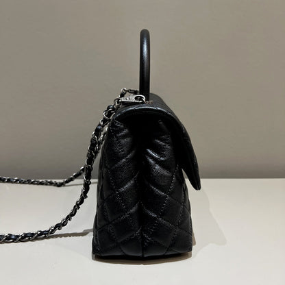 LARGE FLAP BAG WITH TOP HANDLE 29  Small Grained Calfskin Black