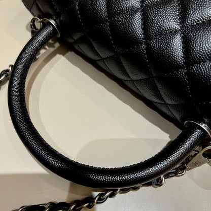 LARGE FLAP BAG WITH TOP HANDLE 29  Small Grained Calfskin Black