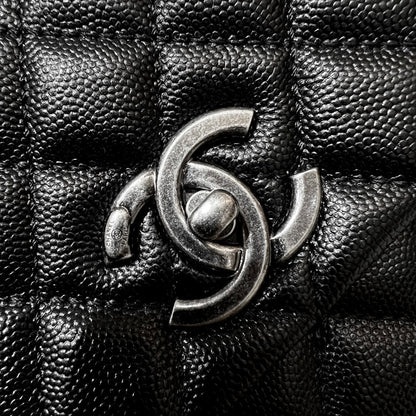 LARGE FLAP BAG WITH TOP HANDLE 29  Small Grained Calfskin Black