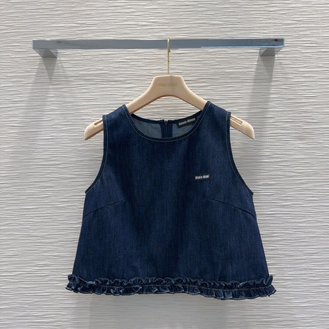 Classic Lightweight Denim Cropped Vest & Shorts Set