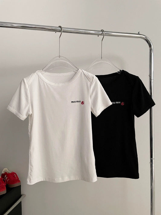 25ss all-match round neck knitted short sleeves