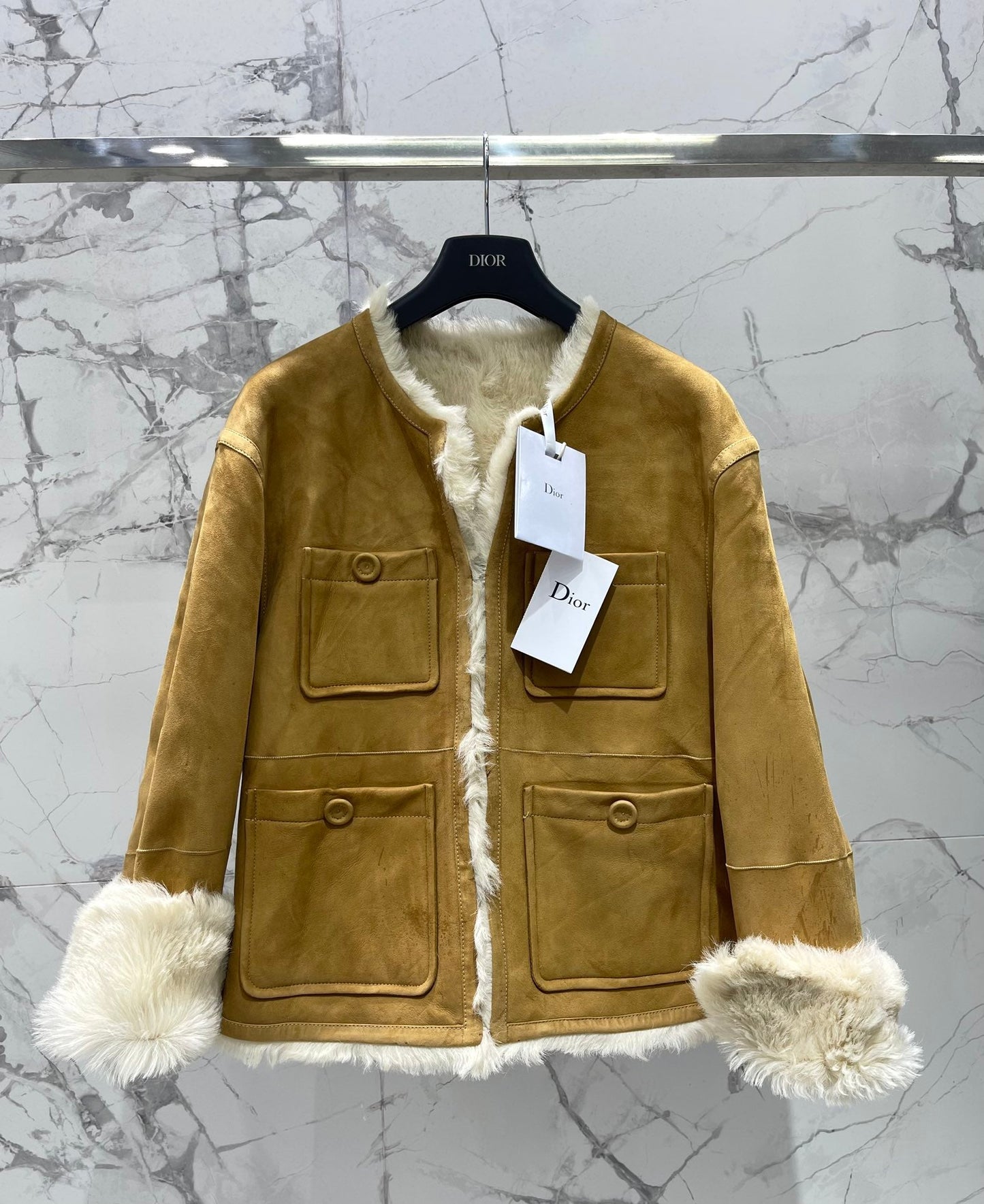 25Fw Zipper wool leather short jacket