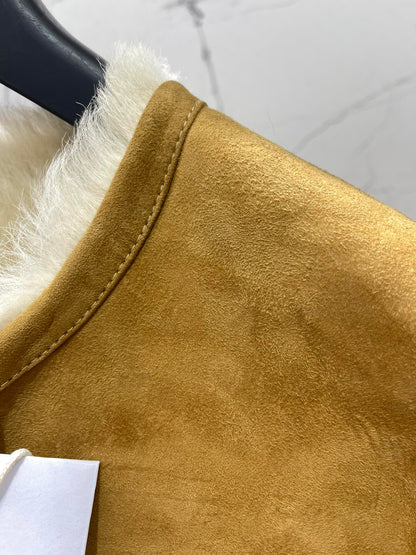 25Fw Zipper wool leather short jacket